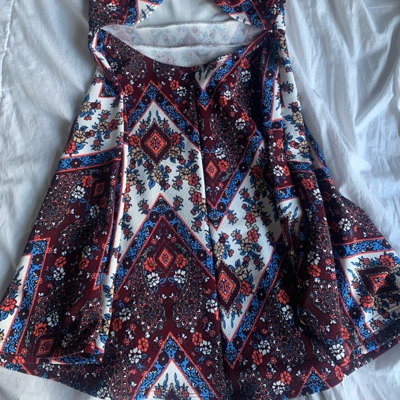 strapless patterned mini dress - Picture 2 of 8